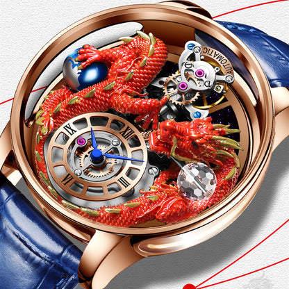 Men's Jacob & Co Dragon Style Unique Design Celestial Body Series Diamond Waterproof Sports  Quartz Watch For Men Sapphire Leather Luminous 500 Meters Divers Waterproof Japanise Quartz Moovement Watches