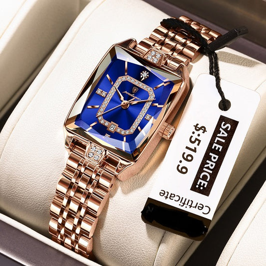Elegant Cartier Style Luxury Wrist Quartz Waterproof Watch For Women with Diamonds