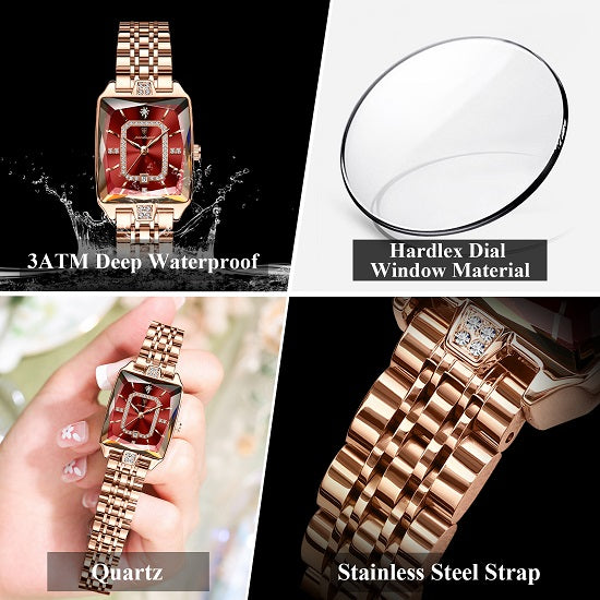 Elegant  Luxury Quartz Waterproof Watch For Women with lab Diamonds