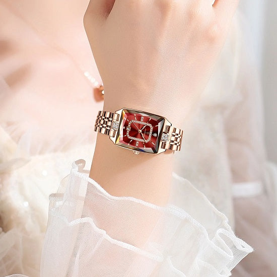 Elegant  Luxury Quartz Waterproof Watch For Women with lab Diamonds