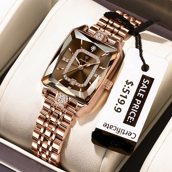 Elegant  Luxury Quartz Waterproof Watch For Women with lab Diamonds