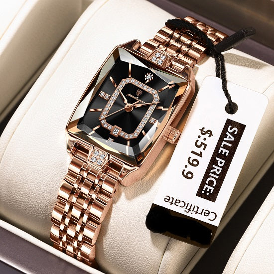 Elegant  Luxury Quartz Waterproof Watch For Women with lab Diamonds