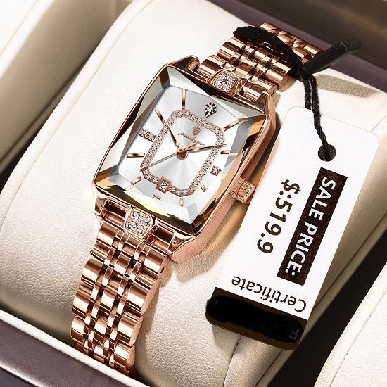 Elegant  Luxury Quartz Waterproof Watch For Women with lab Diamonds