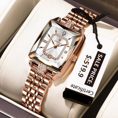 Elegant  Luxury Quartz Waterproof Watch For Women with lab Diamonds