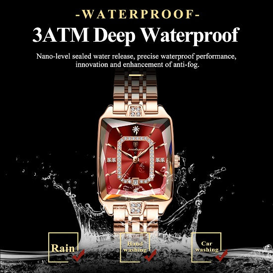 Elegant  Luxury Quartz Waterproof Watch For Women with lab Diamonds