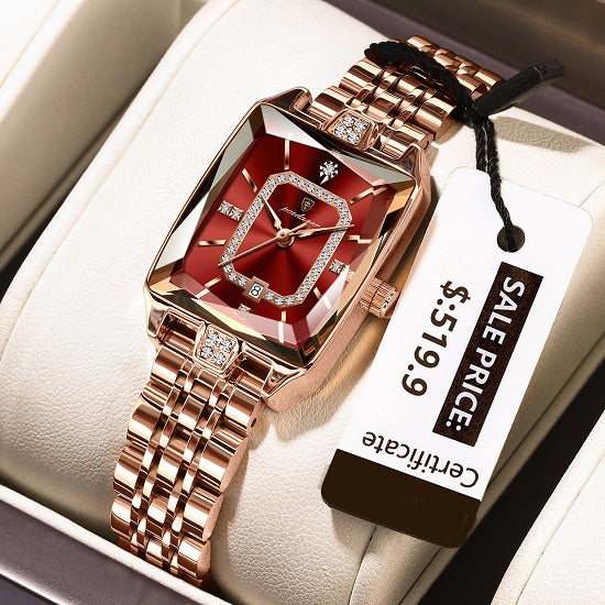 Elegant  Luxury Quartz Waterproof Watch For Women with lab Diamonds