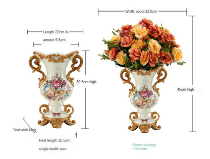 ALDO Arts & Crafts>Creative Arts >Pottery European Vintage Style Sculptural Vase with Flower Arrangements