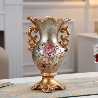 ALDO Arts & Crafts>Creative Arts >Pottery European Vintage Style Sculptural Vase with Flower Arrangements