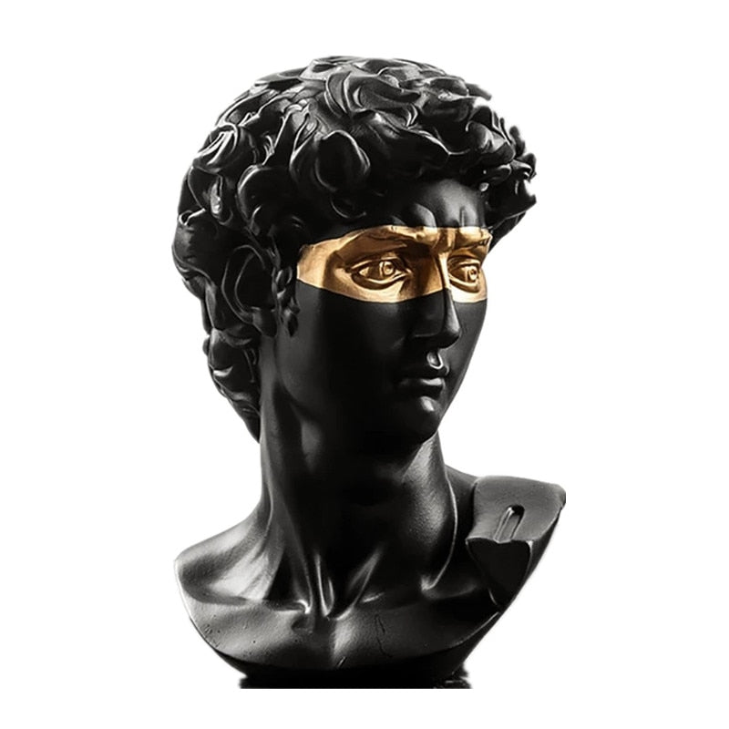 ALDO Artwork Sculptures & Statues 15cm / 6" Inches High / Black David Decoratie Bust Statue