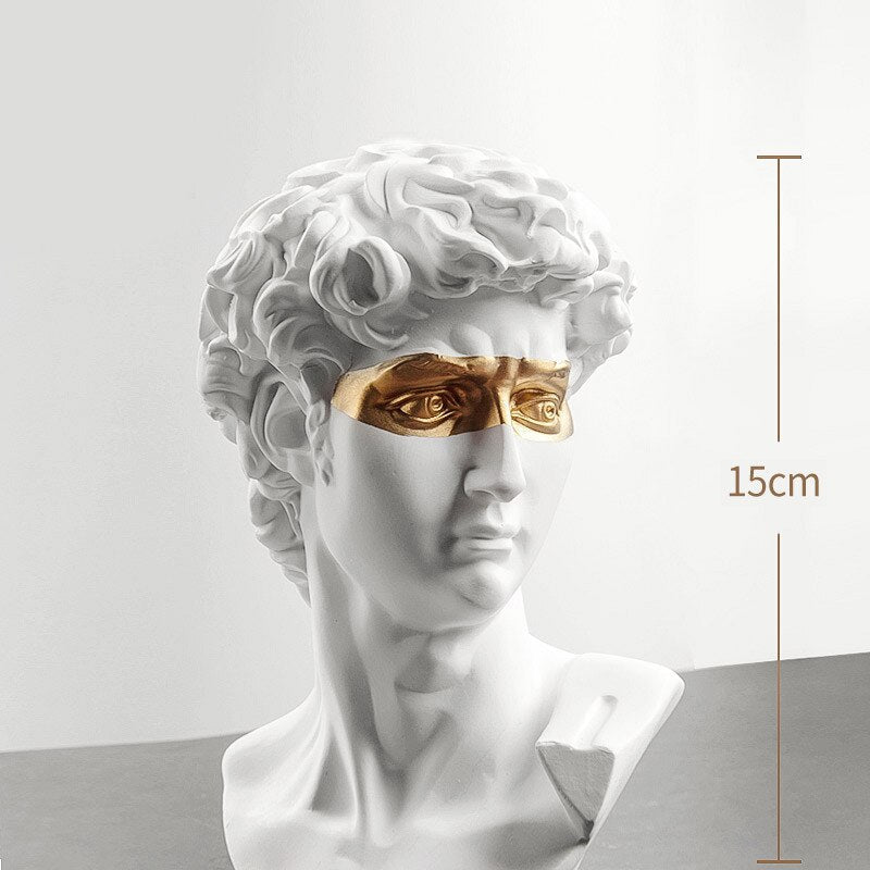 ALDO Artwork Sculptures & Statues 15cm / 6" Inches High / White David Decoratie Bust Statue