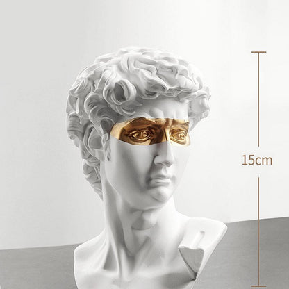 ALDO Artwork Sculptures & Statues 15cm / 6" Inches High / White David Decoratie Bust Statue