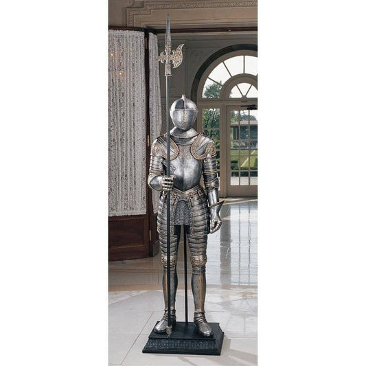 ALDO Artwork Sculptures & Statues 16th-Century Medieval Italian Armor Suit Knight Sculpture with Halberd