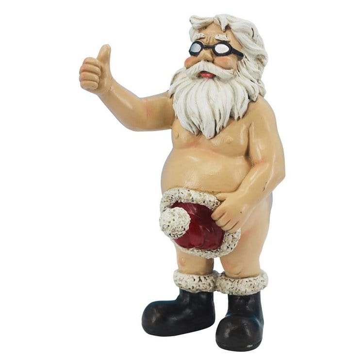 ALDO Artwork Sculptures & Statues 4"Wx3½"Dx8"H. 1 lb. / NEW / resin Santa Unwrapped Father Christmas Holiday Statue