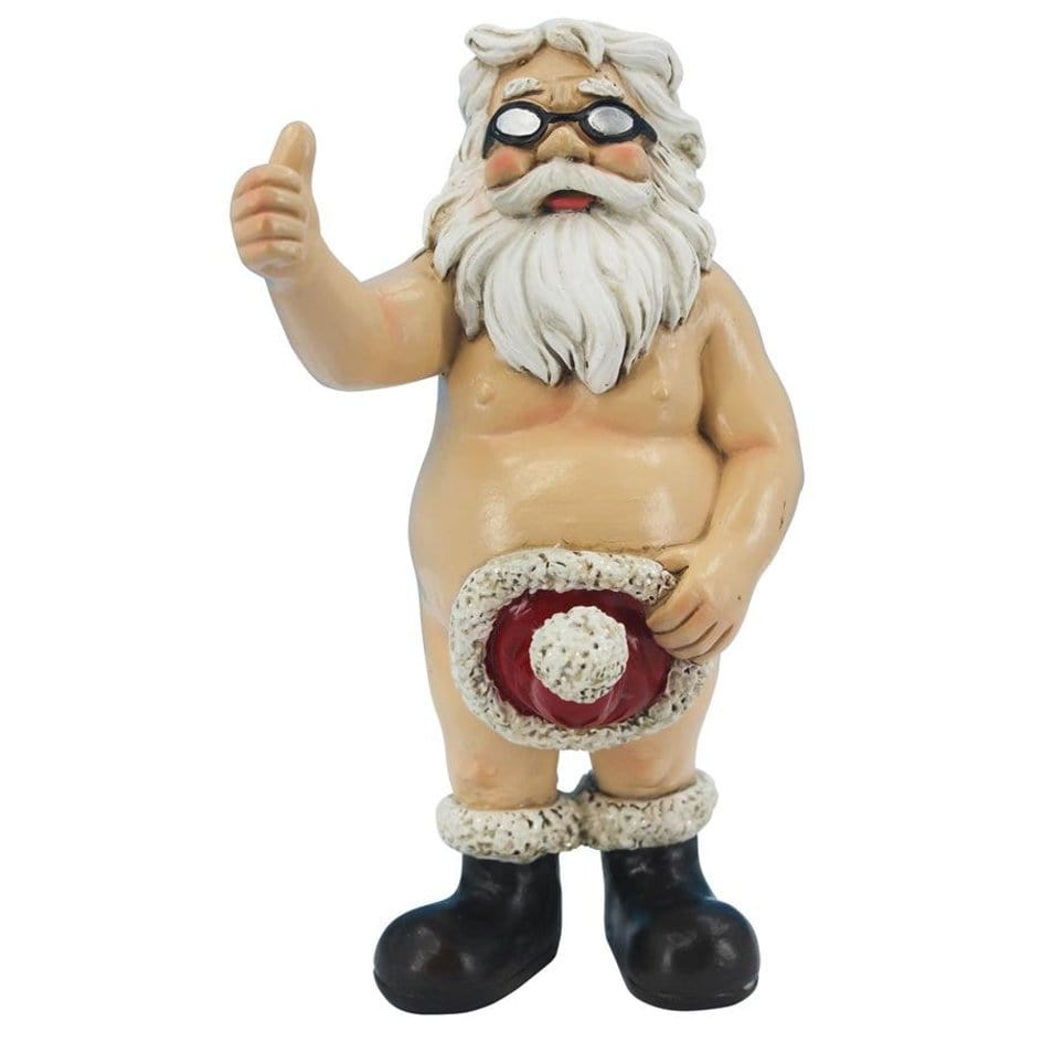 ALDO Artwork Sculptures & Statues 4"Wx3½"Dx8"H. 1 lb. / NEW / resin Santa Unwrapped Father Christmas Holiday Statue