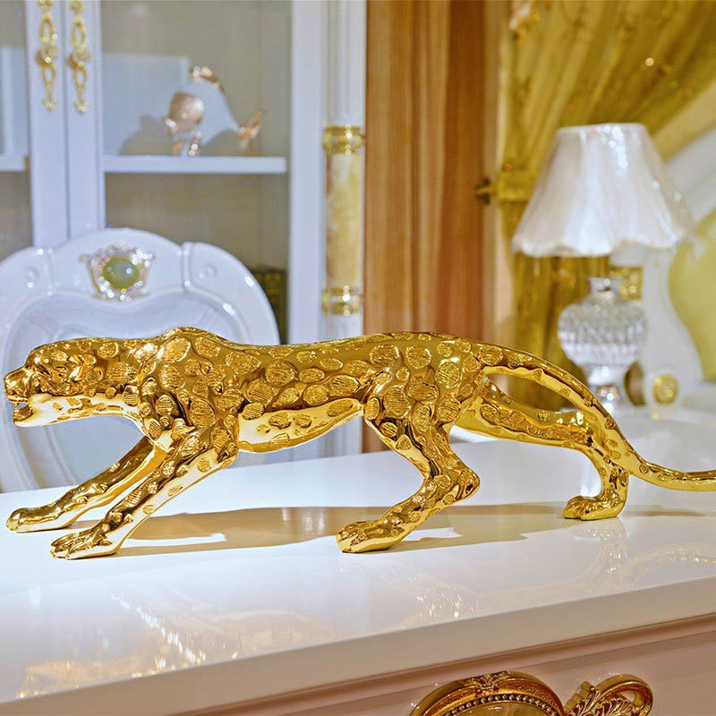 ALDO Artwork Sculptures & Statues 55cm/22"inches long / Gold Gold and Silver Panther Sculptures