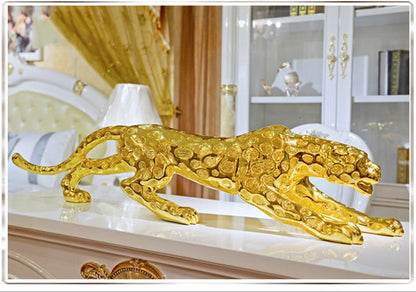 ALDO Artwork Sculptures & Statues 75cm/30"inches long / Gold Gold and Silver Panther Sculptures