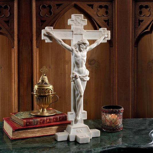 ALDO Artwork> Sculptures & Statues Crucifix  INRI Body of Christ Bonded Marble Statue