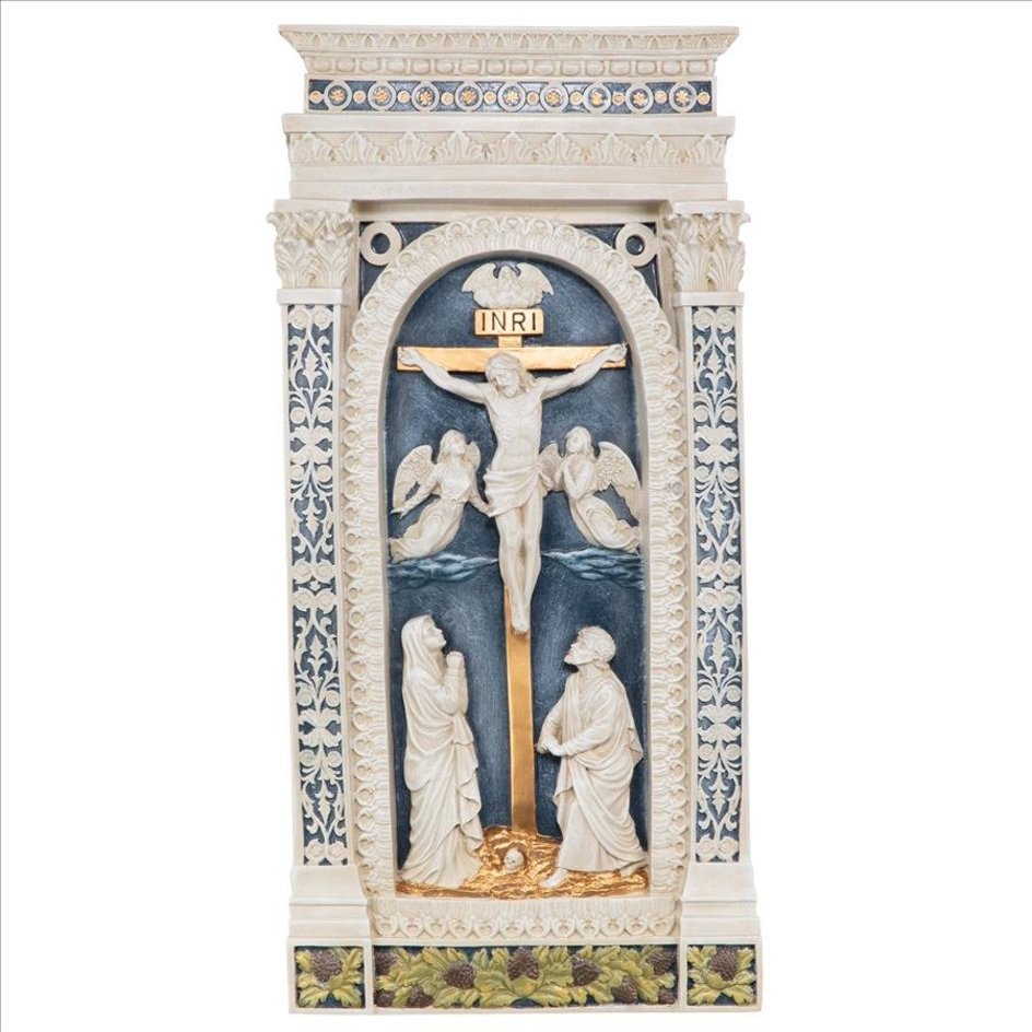 ALDO Artwork>Sculptures & Statues Crucifixion Wall Sculpture By Artist Della Robbia
