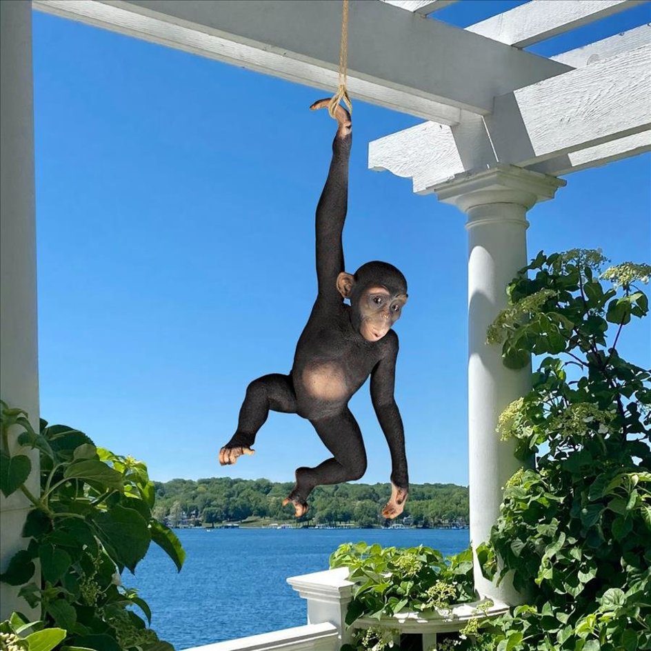 ALDO Artwork>Sculptures & Statues Hanging Monkey Chimpanzee Garden Statue