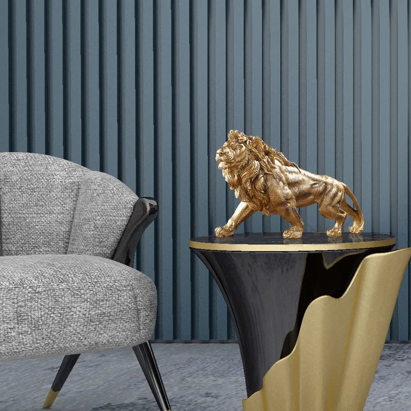 ALDO Artwork Sculptures & Statues Majestic Golden Lion King Statue