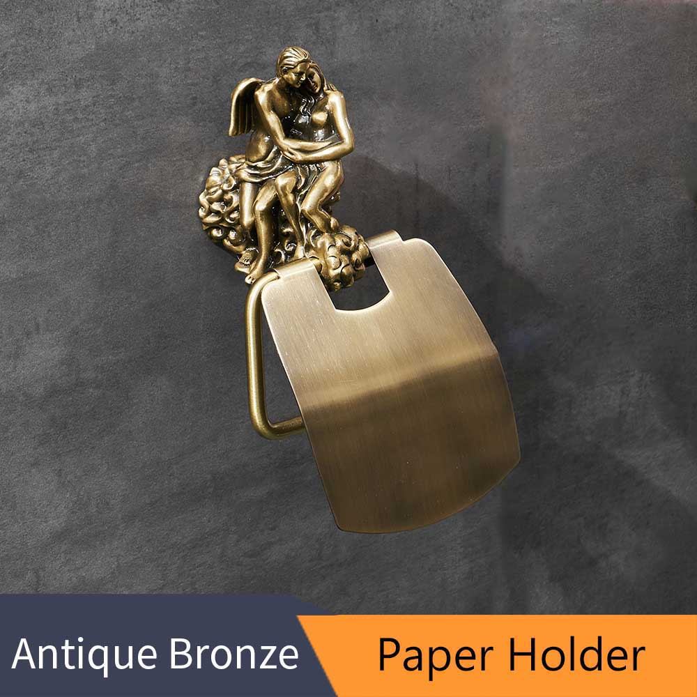 ALDO Bathroom Accessories Paper Holder Romantic Bathroom Hardware Accessories Set Cupid and Psyche Towel Ring and Robe Hook, Toilet Paper Holder Towel Bar Toilet Brush Holder