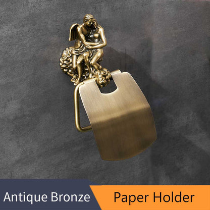 ALDO Bathroom Accessories Paper Holder Romantic Bathroom Hardware Accessories Set Cupid and Psyche Towel Ring and Robe Hook, Toilet Paper Holder Towel Bar Toilet Brush Holder