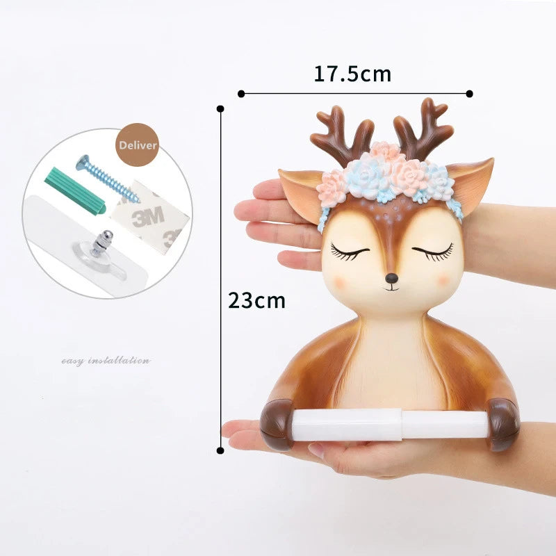 ALDO Bathroom Accessories > Toilet Paper Holders Decorative Deer Toilet Paper Roll Holder Bathroom Wall Mounted