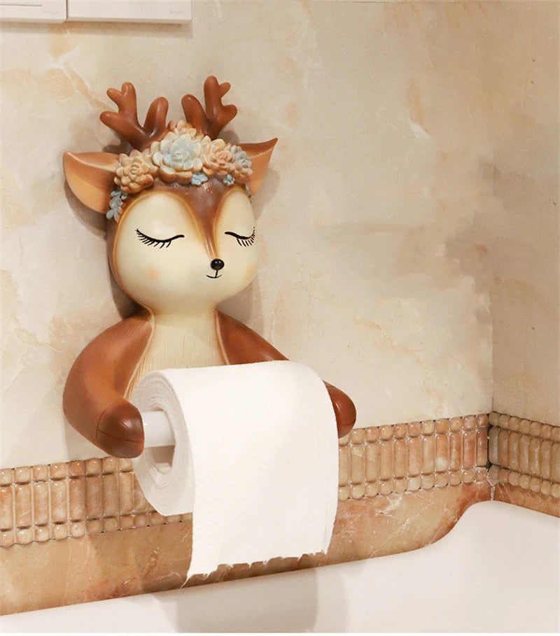 ALDO Bathroom Accessories > Toilet Paper Holders Decorative Deer Toilet Paper Roll Holder Bathroom Wall Mounted