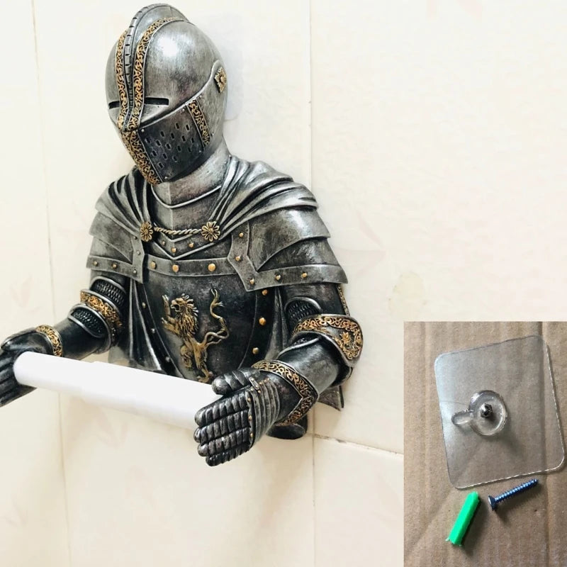 ALDO Bathroom Accessories > Toilet Paper Holders Medieval Statue Italian Knight Toilet Paper Roll Holder Bathroom Wall Mounted