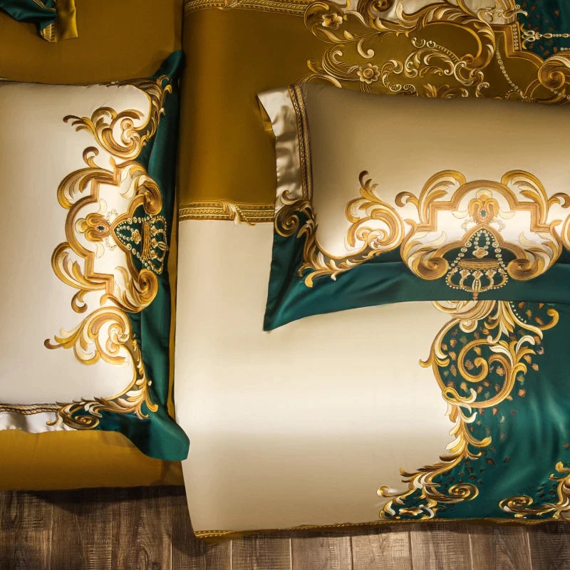 ALDO Bedding >Comforters & Sets Finest Royal Palace Gold Style Luxury Duvet Set 100% Egyptian Cotton With Golden Embroidery