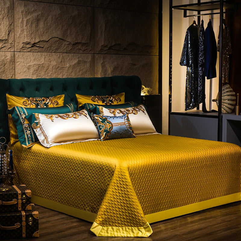 ALDO Bedding >Comforters & Sets Finest Royal Palace Gold Style Luxury Duvet Set 100% Egyptian Cotton With Golden Embroidery