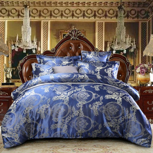 ALDO Bedding >Comforters & Sets Luxury Blue  Palace Quilt Duvet Bedding Set & Pillowcases