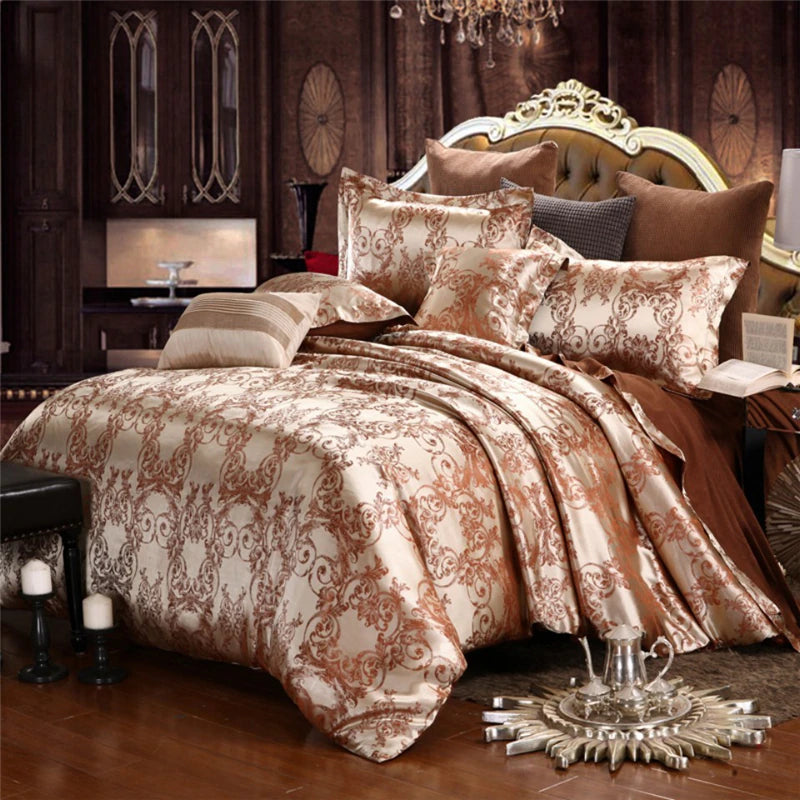 ALDO Bedding >Comforters & Sets Luxury Coffee Palace Quilt Duvet Bedding Set with Pillowcases