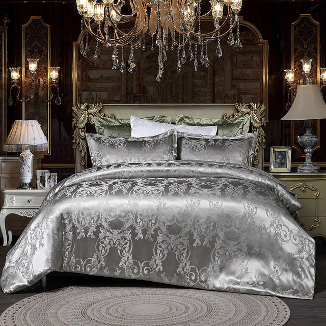 ALDO Bedding >Comforters & Sets Luxury Gray  Palace Quilt Duvet Bedding Set & Pillowcases