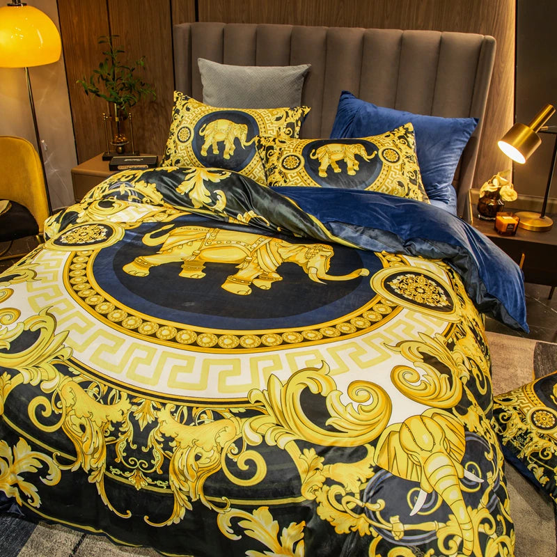 ALDO Bedding >Comforters & Sets Luxury Versace Style Luxury Egyptian Cotton Duvet Bedding Set with Embroidery