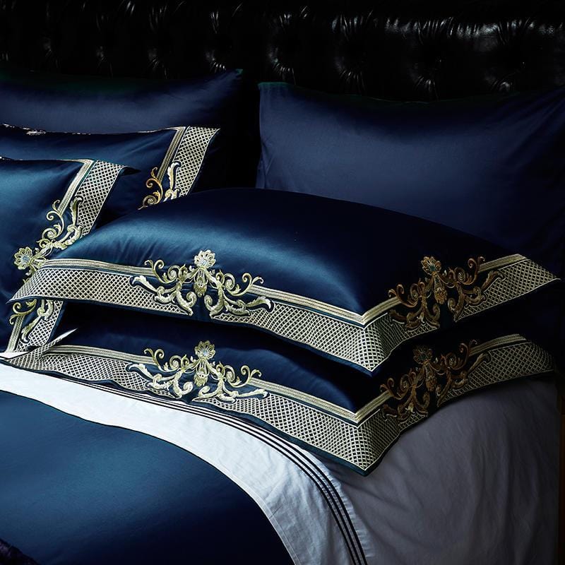 ALDO Bedding >Comforters & Sets Persian Royal Blue Style Luxury Duvet Set 100% Egyptian Cotton With Golden Embroidery