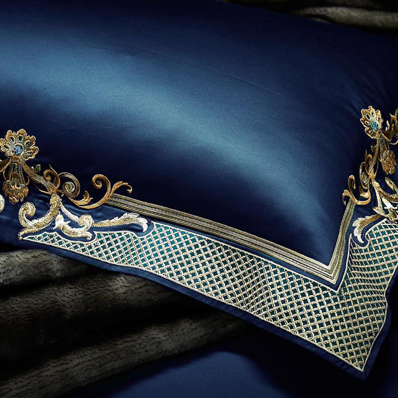 ALDO Bedding >Comforters & Sets Persian Royal Blue Style Luxury Duvet Set 100% Egyptian Cotton With Golden Embroidery