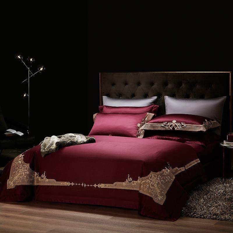 ALDO Bedding >Comforters & Sets Persian  Royal Maroon Style Luxury Duvet Set 100% Egyptian Cotton With Golden Embroidery