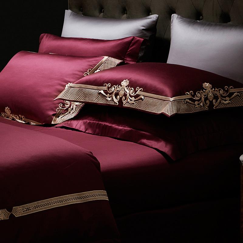 ALDO Bedding >Comforters & Sets Persian  Royal Maroon Style Luxury Duvet Set 100% Egyptian Cotton With Golden Embroidery