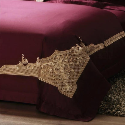 ALDO Bedding >Comforters & Sets Persian  Royal Maroon Style Luxury Duvet Set 100% Egyptian Cotton With Golden Embroidery
