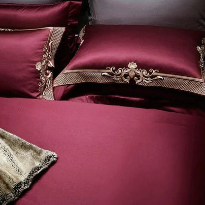 ALDO Bedding >Comforters & Sets Persian  Royal Maroon Style Luxury Duvet Set 100% Egyptian Cotton With Golden Embroidery