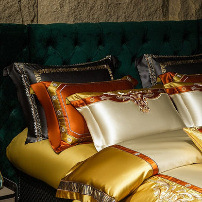 ALDO Bedding >Comforters & Sets Sultan's Finest Royal Gold Style Luxury Duvet Set Egyptian Cotton With Golden Embroidery