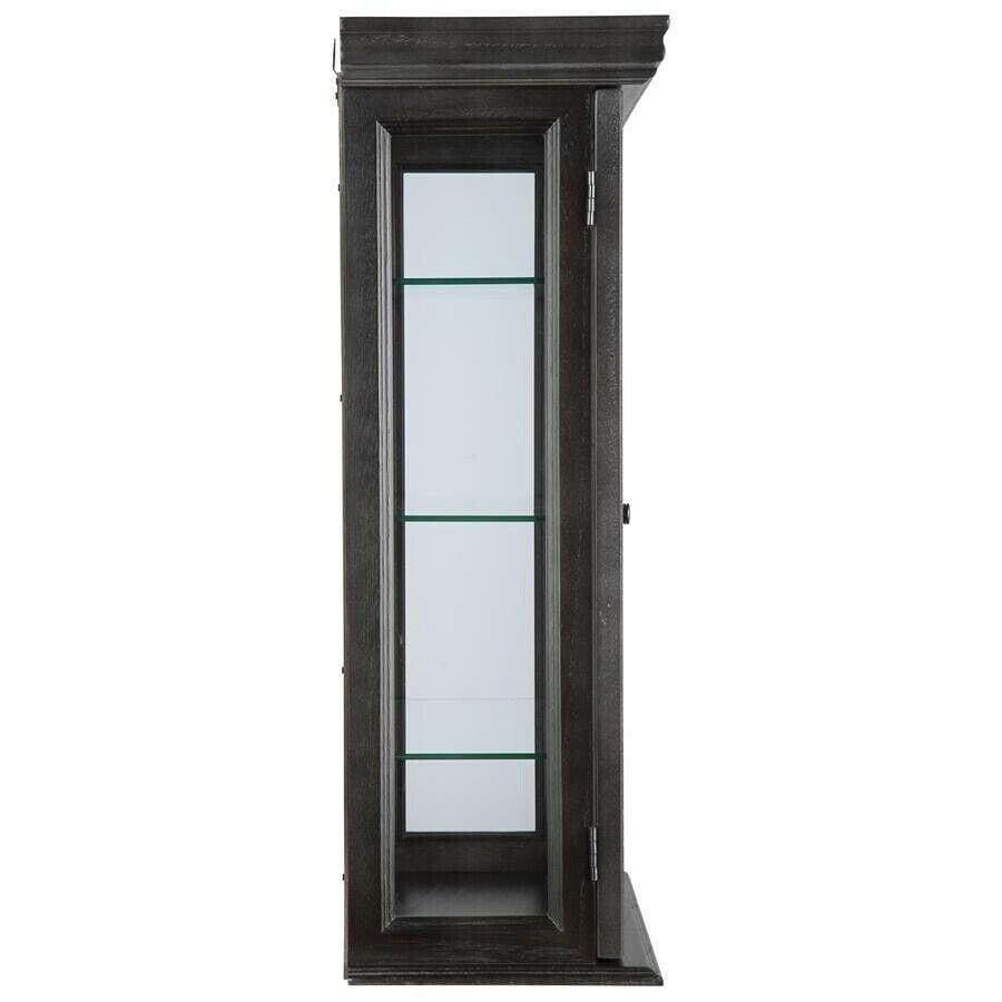 ALDO Cabinets & Storage>Curio Tuscan Country Style Handmade Hardwood Ebony Black Finish Wall Curio Cabinet