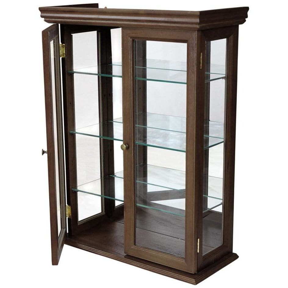 ALDO Cabinets & Storage>Curio Tuscan Country Style Handmade Hardwood Walnut Finish Wall Curio Cabinet