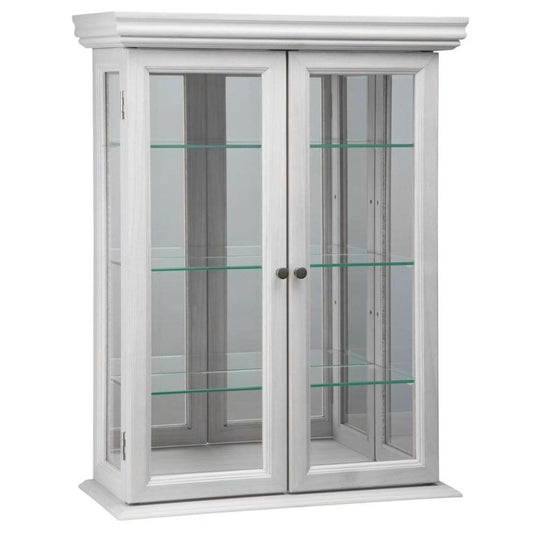 ALDO Cabinets & Storage>Curio Tuscan Country Style Handmade Hardwood White Finish Wall Curio Cabinet