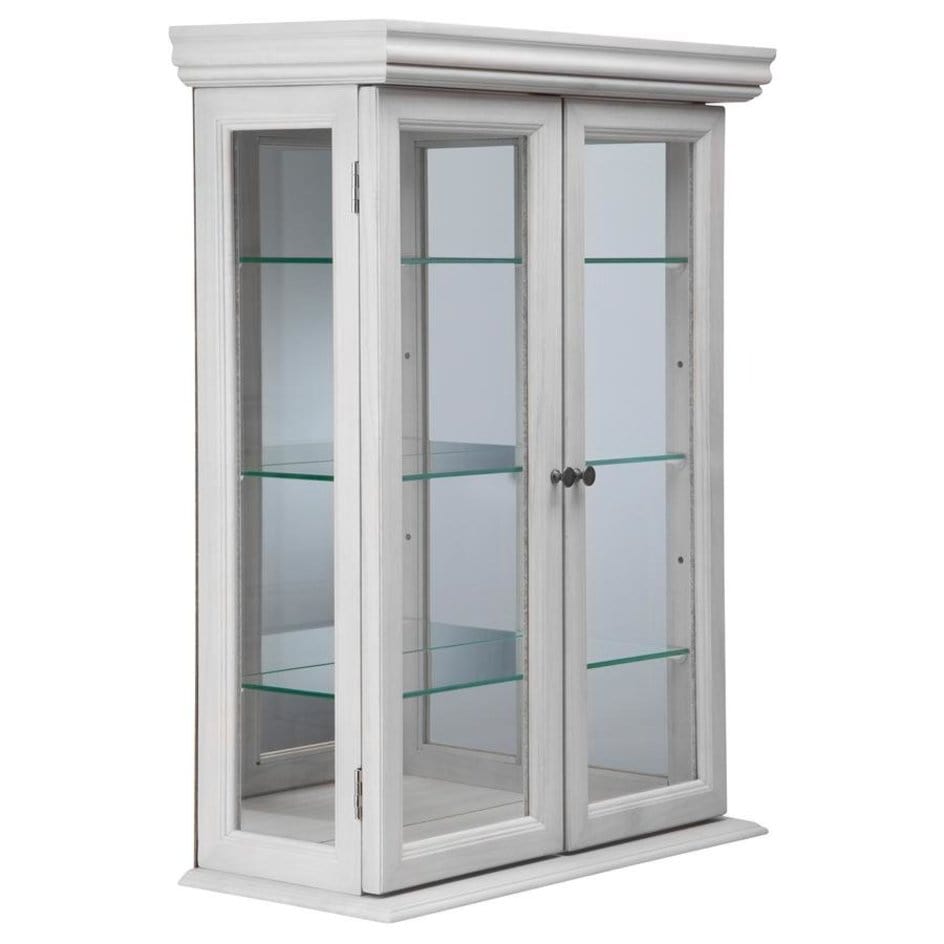 ALDO Cabinets & Storage>Curio Tuscan Country Style Handmade Hardwood White Finish Wall Curio Cabinet