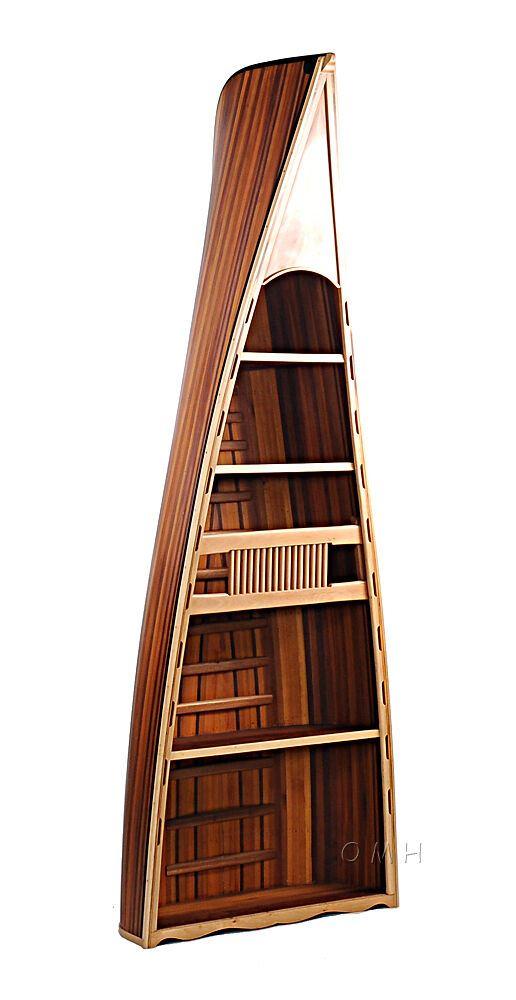 ALDO Cabinets & Storage L: 90 W: 31 H: 20.5 Inches / new / wood Canoe Bookshelf With Built 5 Shelves Wood Bookcase