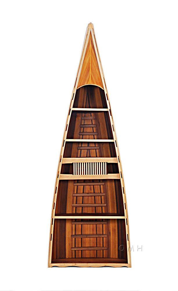 ALDO Cabinets & Storage L: 90 W: 31 H: 20.5 Inches / new / wood Canoe Bookshelf With Built 5 Shelves Wood Bookcase