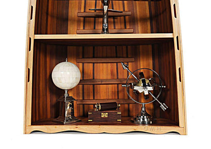 ALDO Cabinets & Storage L: 90 W: 31 H: 20.5 Inches / new / wood Canoe Bookshelf With Built 5 Shelves Wood Bookcase