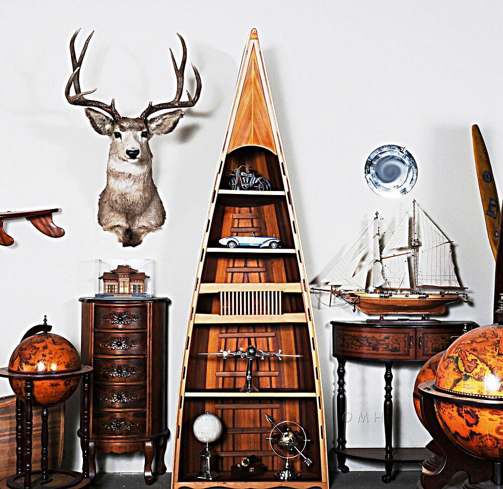 ALDO Cabinets & Storage L: 90 W: 31 H: 20.5 Inches / new / wood Canoe Bookshelf With Built 5 Shelves Wood Bookcase